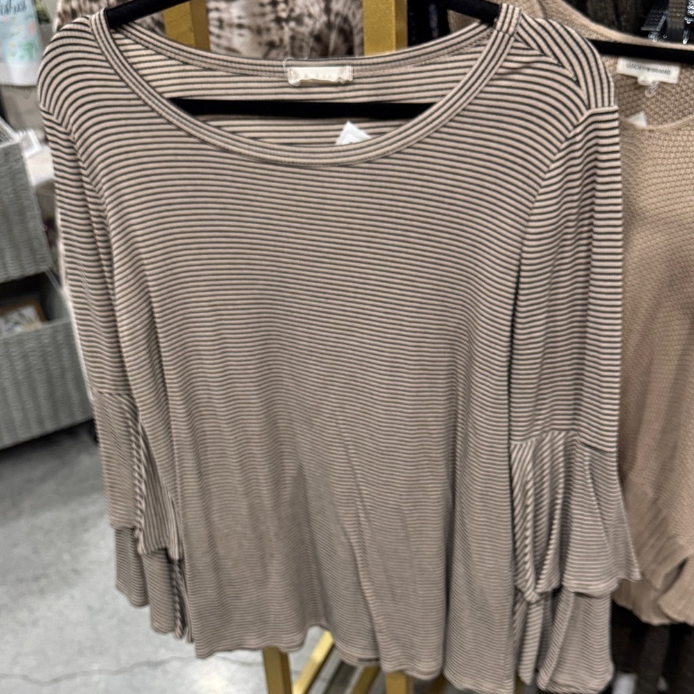 Altar'd State Brown Striped Blouse